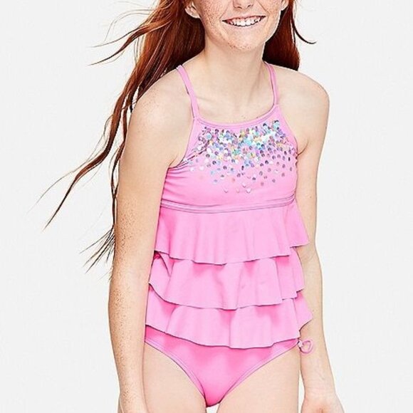 Pink 2 Pcs Justice Tankini Swimsuit Size 14 - Picture 1 of 11